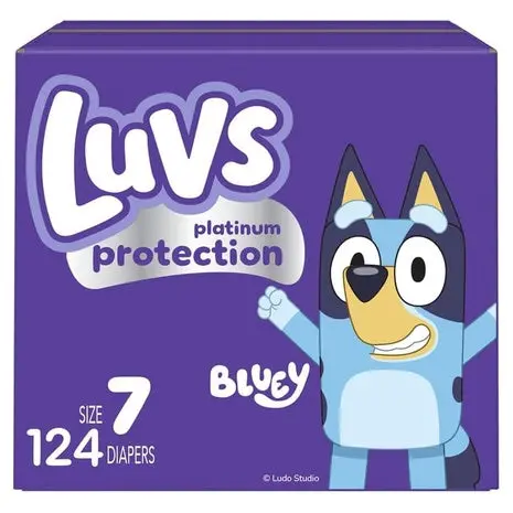 124 Size 7 Luvs Platinum Protection Bluey Diapers 1