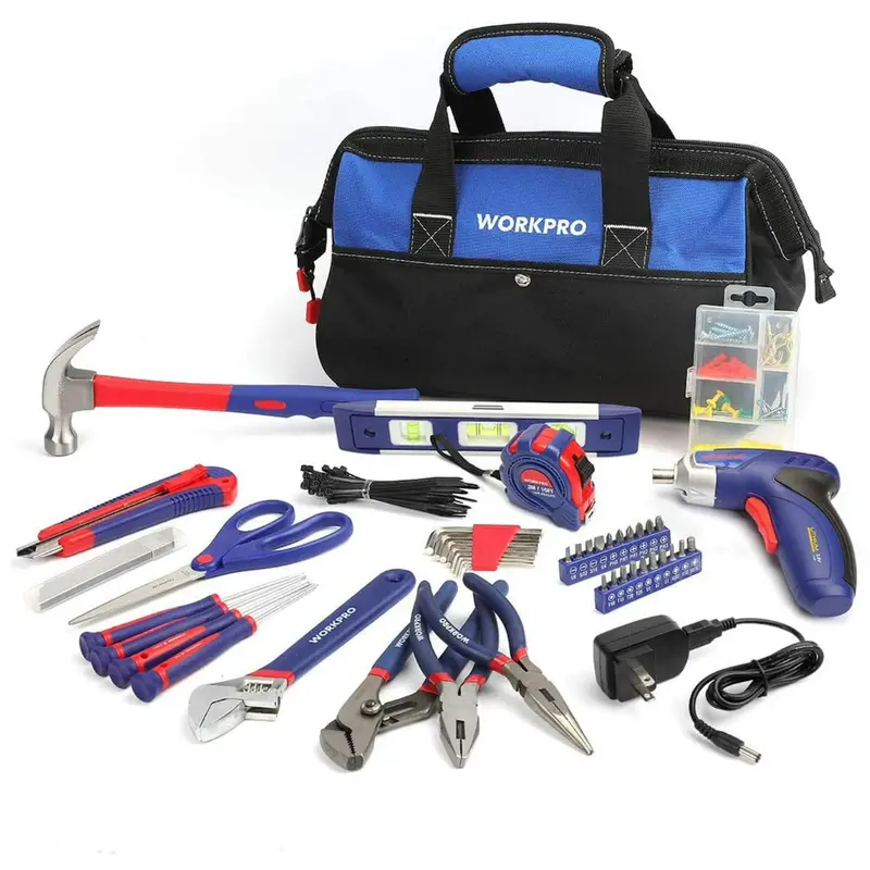 125-Piece Workpro Rechargeable Screwdriver & Basic Tool Set 1