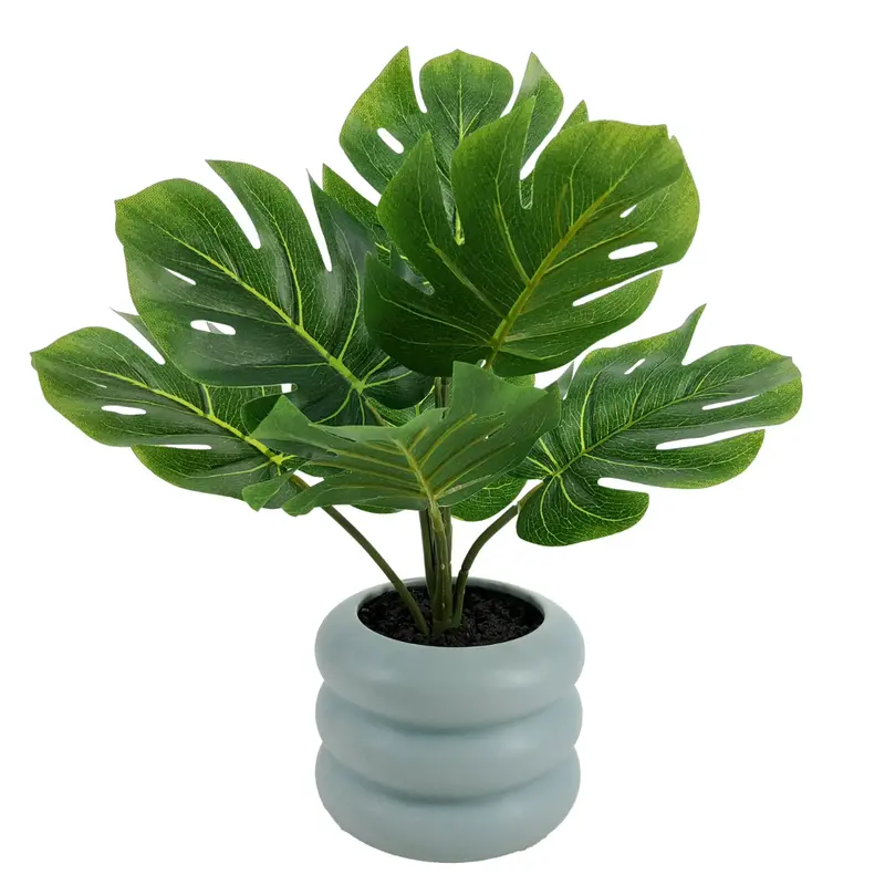 13.5'' Indoor Artificial Monstera With Bubble Vase 1