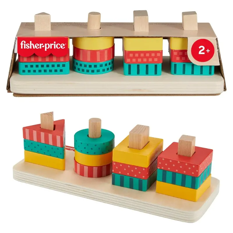 13-Piece Fisher-Price Kids Wood Toddler Toy Shape Stacker 1
