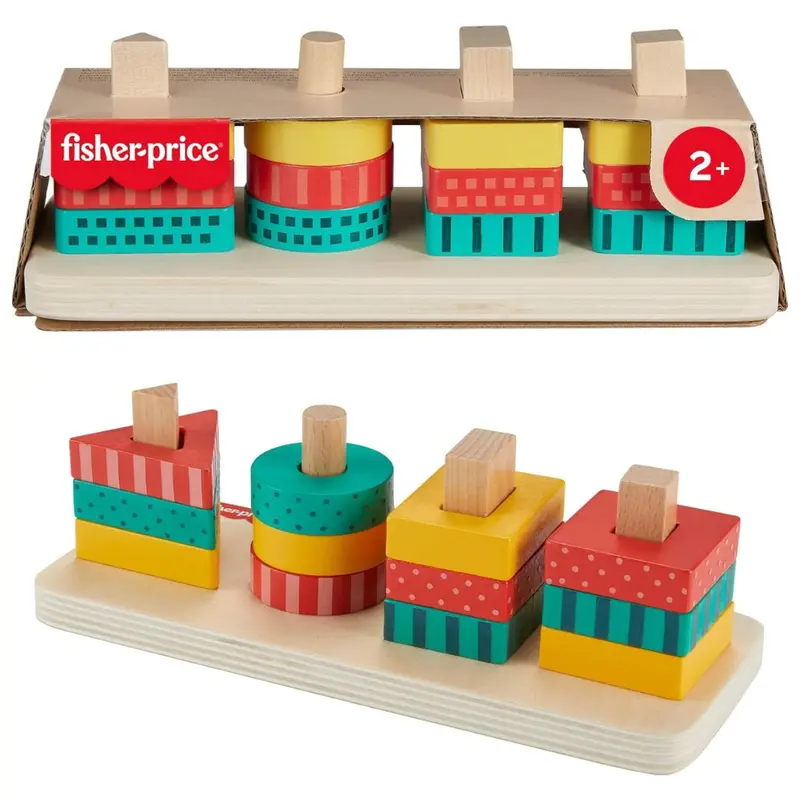 13-Piece Fisher-Price Kids Wood Toddler Toy Shape Stacker 1