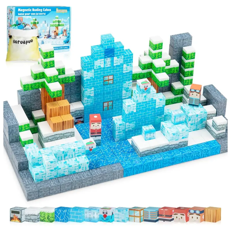 130-Pieces Build Mine Frozen 3D Magnetic Tile World Set 1