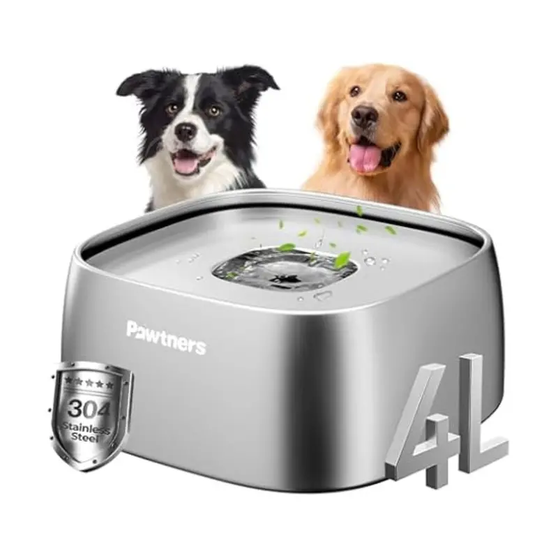 135Oz Stainless Steel Dog Water Bowl With Non-Slip Base 1