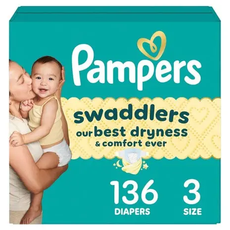 136 Size 3 Pampers Swaddlers Diapers 1