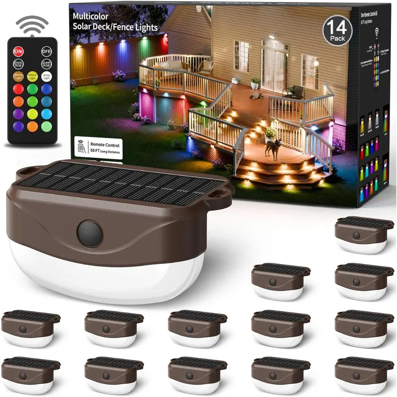 14 Pack 50Ft Ip67 Waterproof 15 Multi Colors Solar Powered Led Step Lights 1