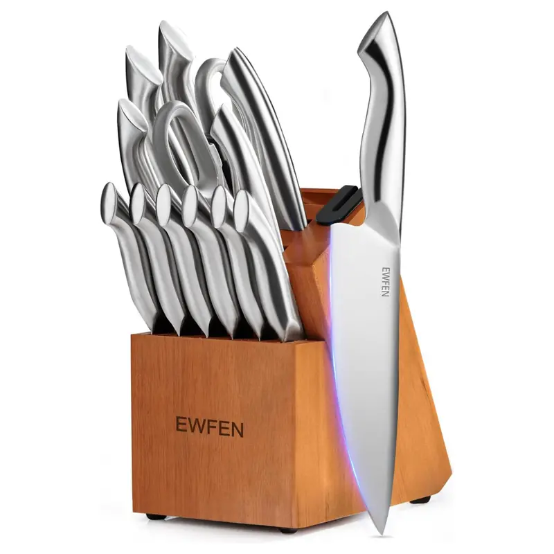 14-Piece Kitchen Stainless Steel Knife Set With Block 1
