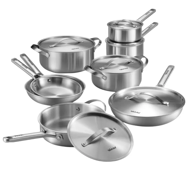 14-Piece Vednhol Statinless Steel Tir-Ply Pots & Pans Set 1