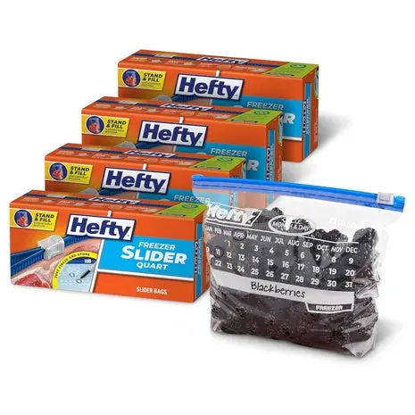 140 Hefty Calendar Slider Quart Freezer Bags 1