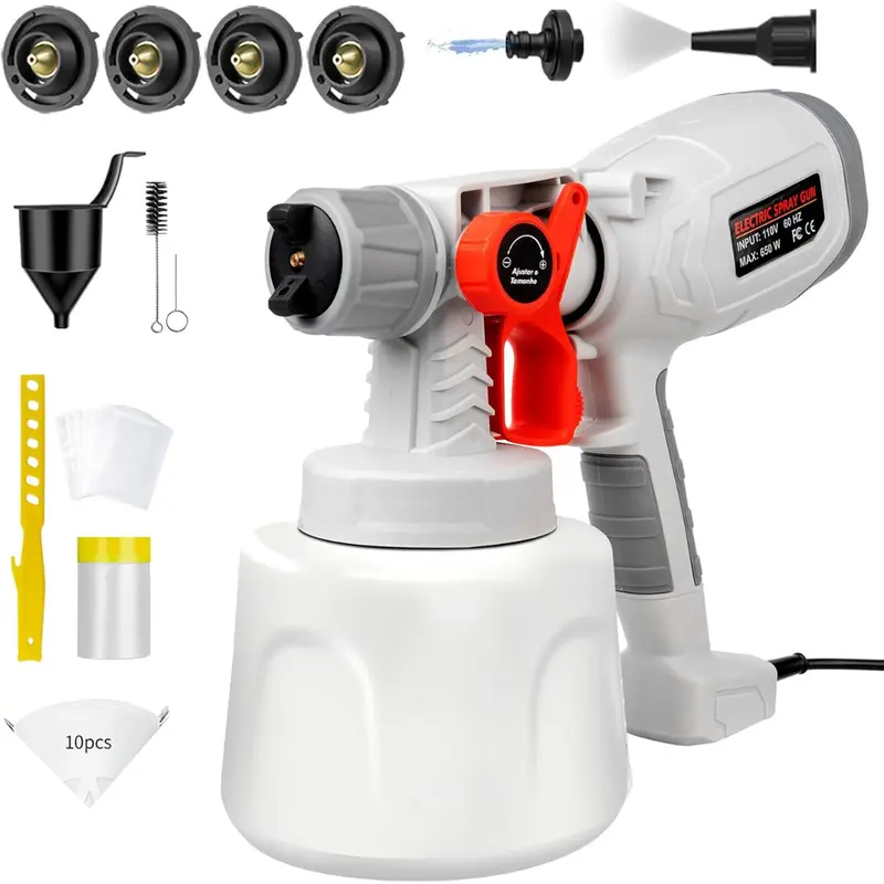 1400 Ml Hvlp Electric Spray Paint Gun With 4 Nozzles& 3 Patterns 1