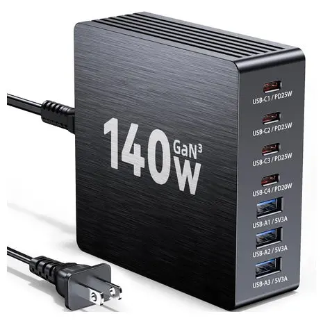 140W 7-Port Gan Usb-C Charging Station 1