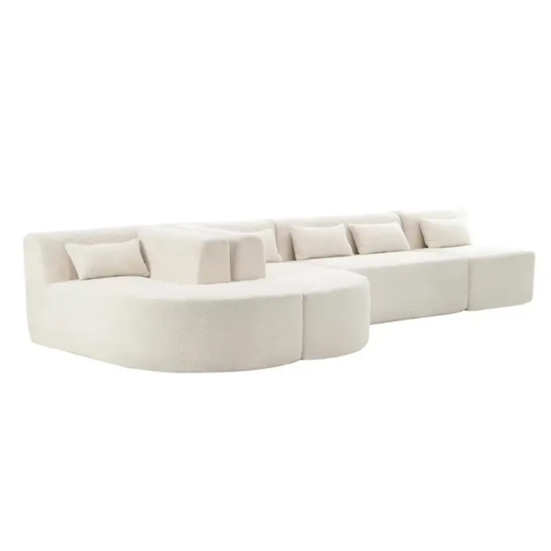 143.7" L-Shaped Straight Arm Boucle Fabric Sofa 1