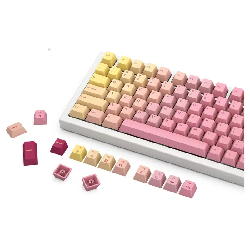143-Count Glorious Grapefruit Pbt Keycaps Set (Pink & Yellow) 1