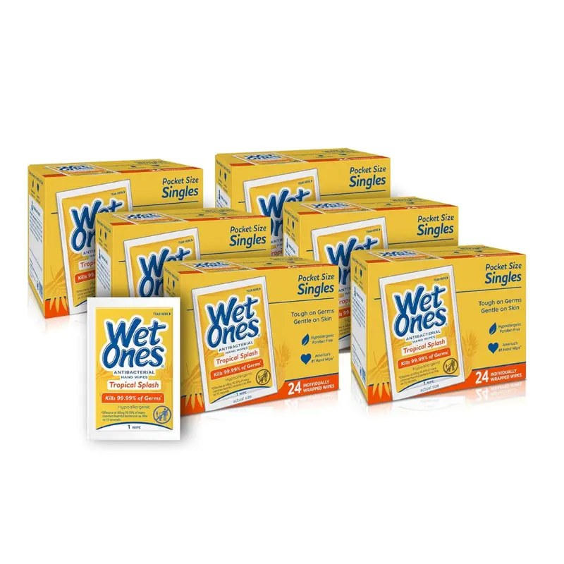 144-Count (6Pk X 24Ct) Wet Ones Antibacterial Hand Wipes Singles 1
