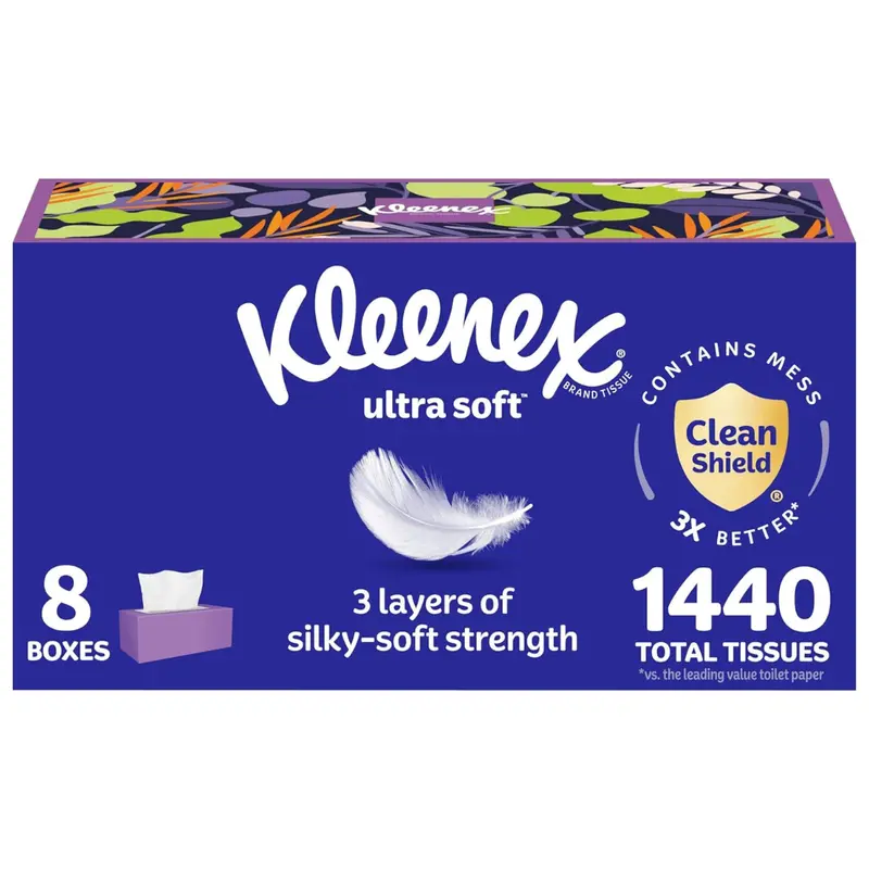 1440-Count (8Pk X 180Ct) Kleenex 3-Ply Ultra Soft Facial Tissues 1