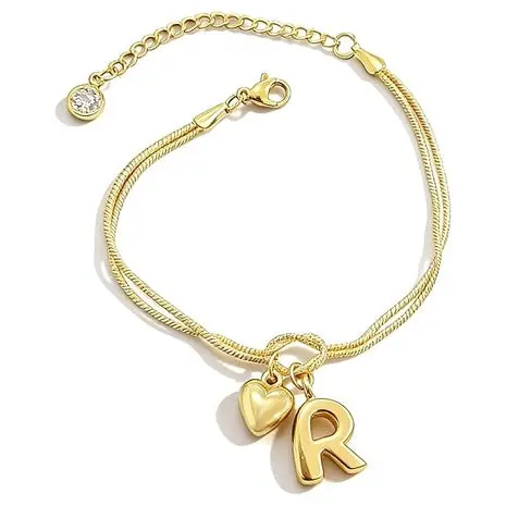 14K Gold Plated Love Knot Initial Bracelets 1