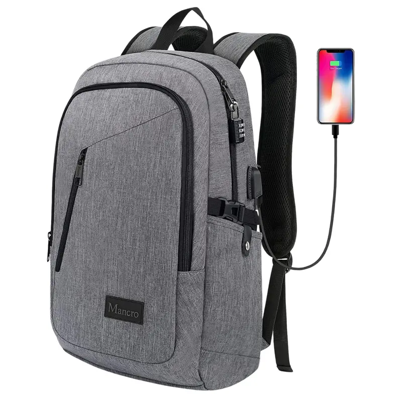 15.6" Mancro Laptop Backpack With Usb Charging Port & Lock 1