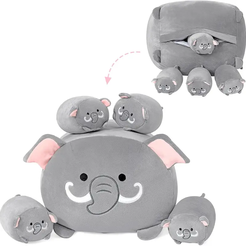 15.7" 5-Pieces Elephant Stuffed Animals Plush Toys Set (Various) 1