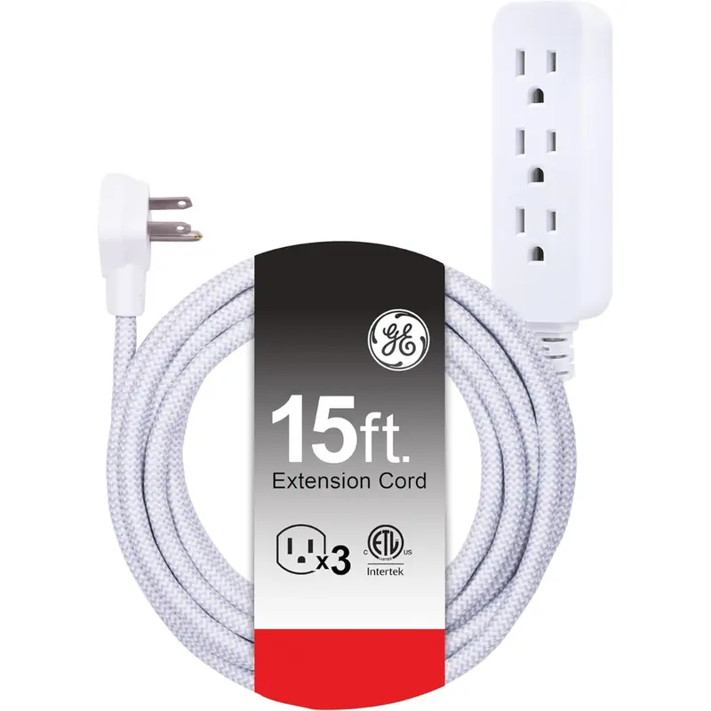 15 Ft Ge 3-Outlet Braided Power Strip Extension Cord 1