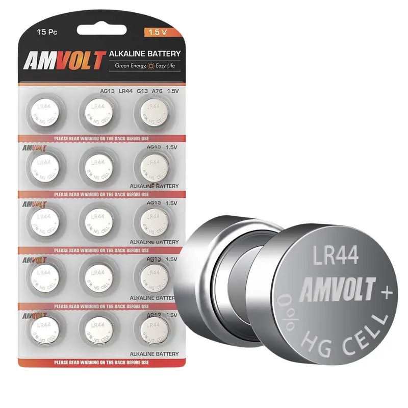 15-Pack Amvolt Lr44 Button Batteries 1