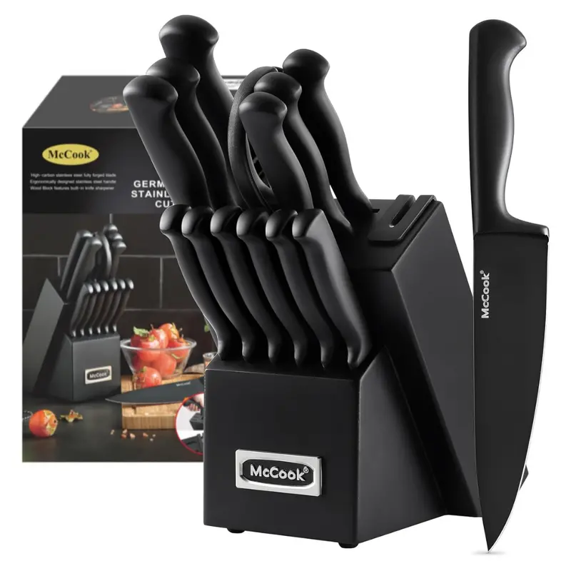 15-Piece Mccook German Stainless Steel Knife Block Sets 1
