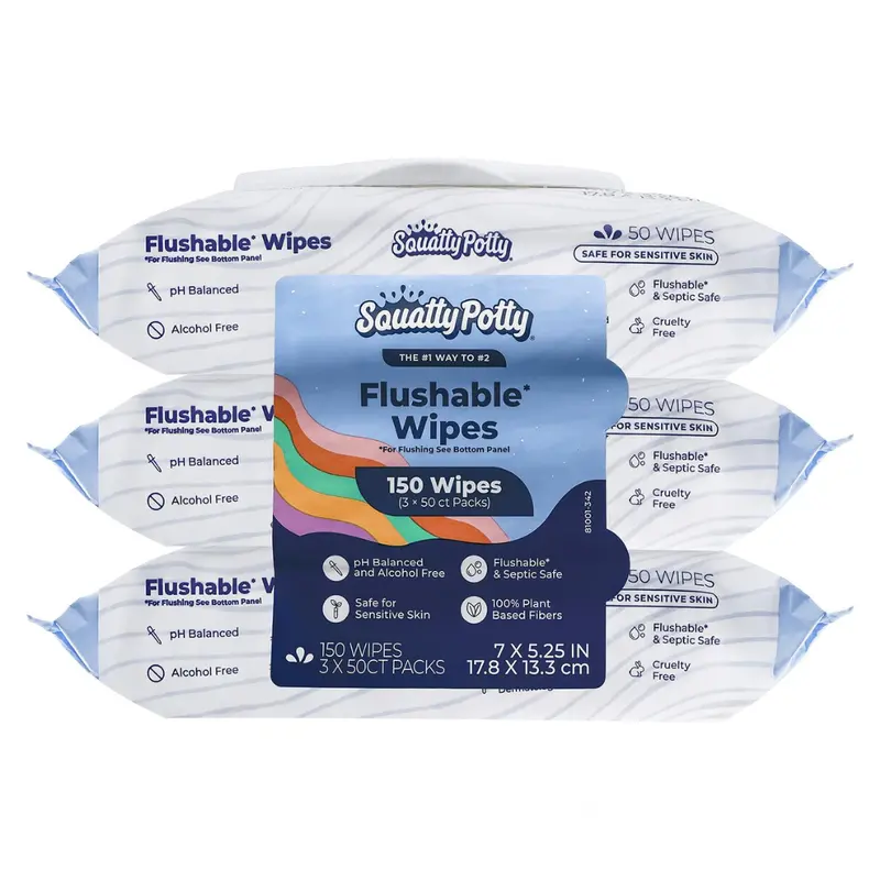 150-Count (3-Pk X 50-Ct) Squatty Potty Flushable Wipes 1