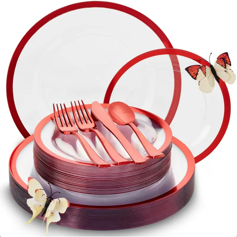 150-Piece By Madee Disposable Plastic Plates, Bowls & Cutlery Set 1