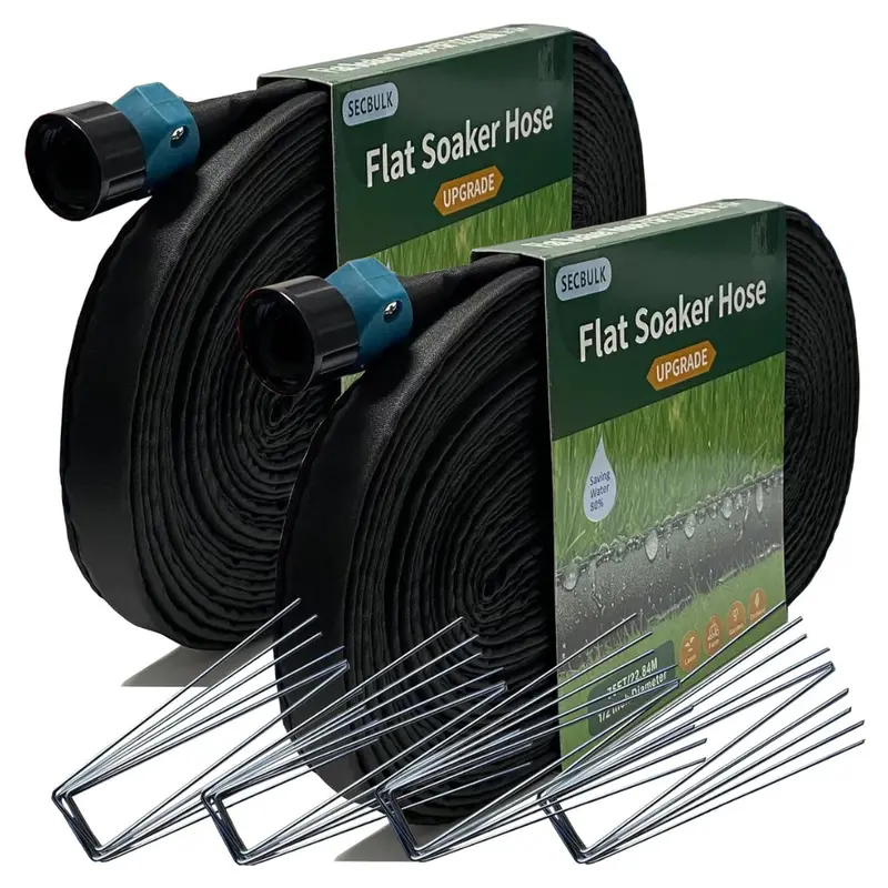 150Ft Secbulk Flat Soaker Linkable Drip Hose With Stakes 1