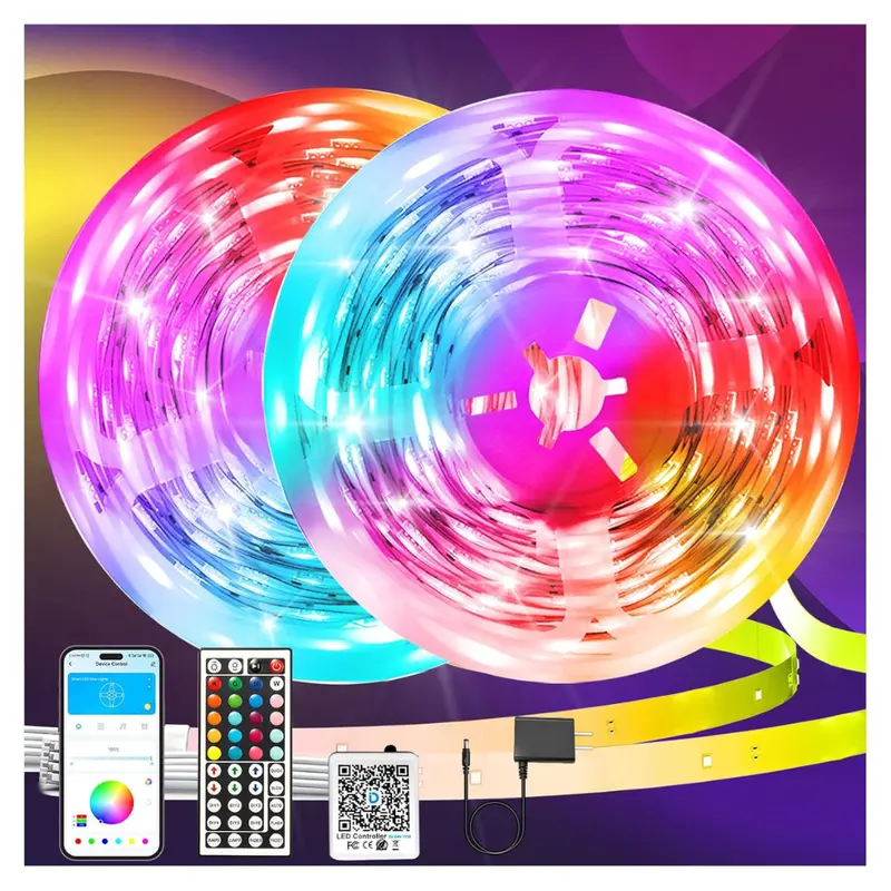 150Ft Smart Bluetooth Rgb Led Strip Lights W/ App & Remote Control 1