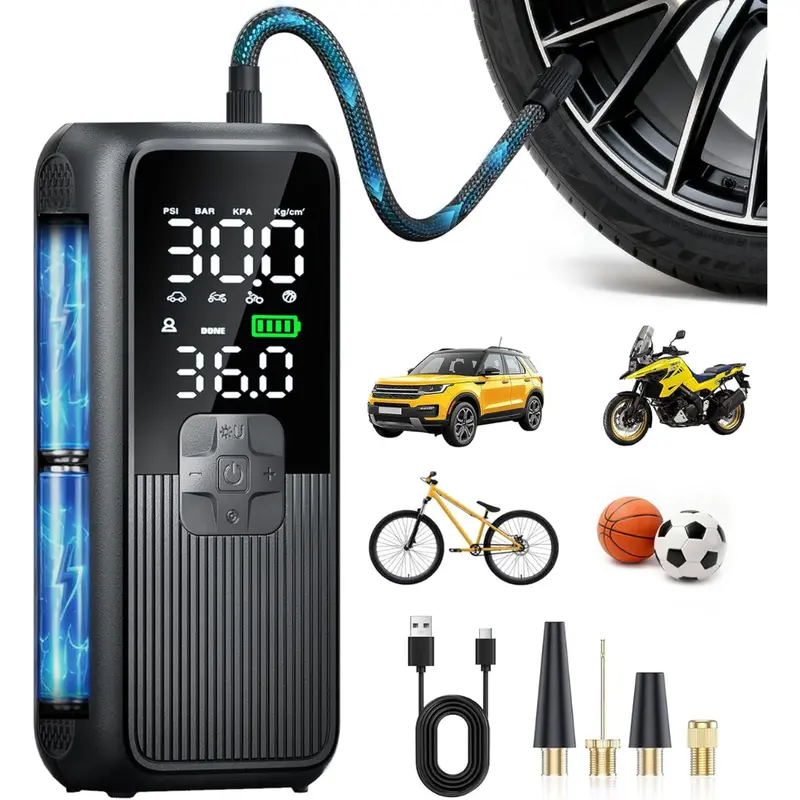 150Psi 11V Tire Inflator Portable Air Compressor Pump W/ Led Light 1