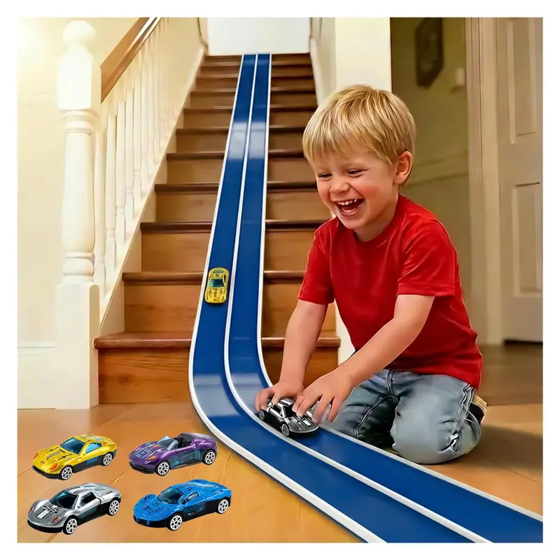 15Ft Kids Build-Your-Own Creative Race Flex Track Set With Toy Cars & Parts 1