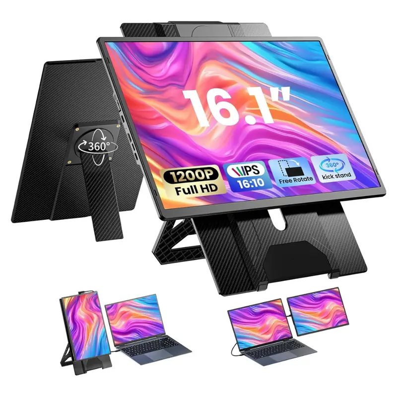 16.1" Laptop Monitor Extender 1200P Fhd Portable Rotating Stand 1
