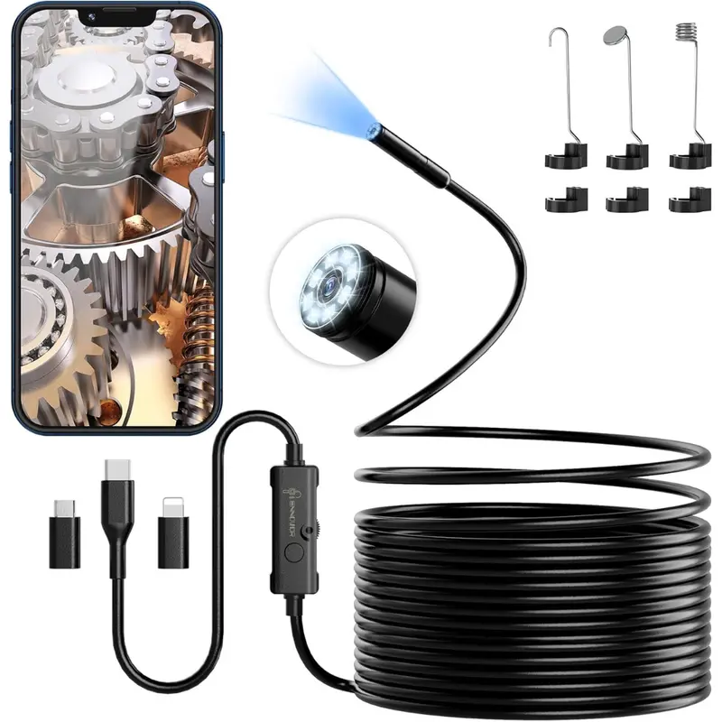 16.4-Ft Waterproof 1920P Hd Endoscope Camera W/ 8-Led Lights (Various) 1