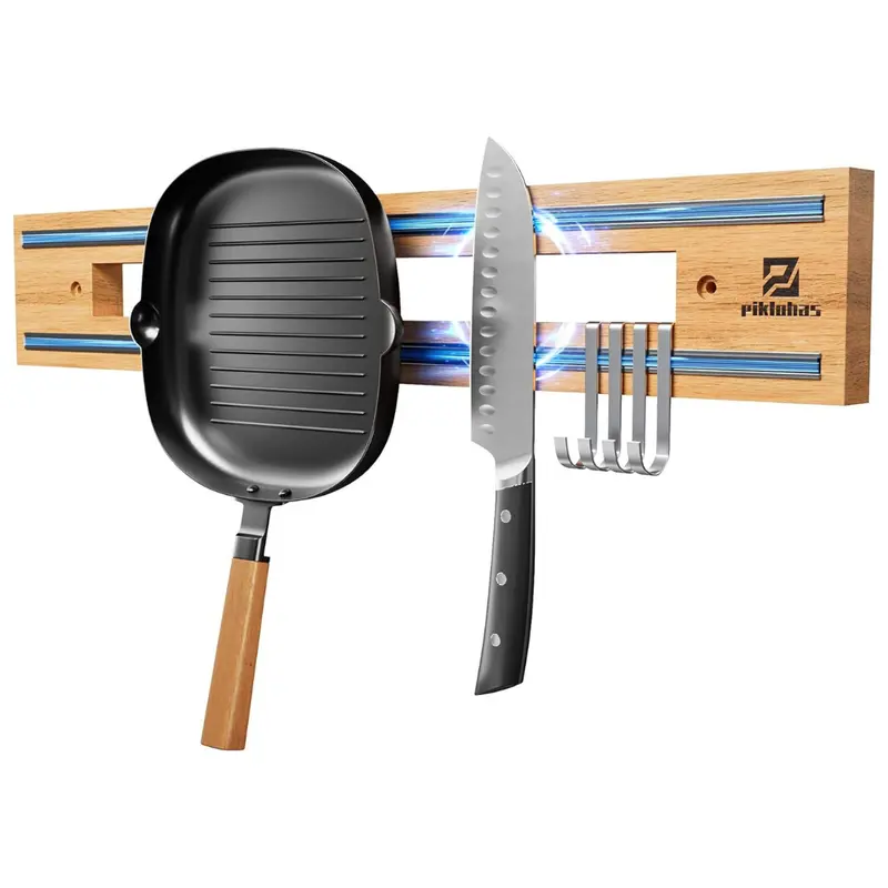 16.5" Piklohas Wooden Magnetic Wall Mount Knife Holder 1