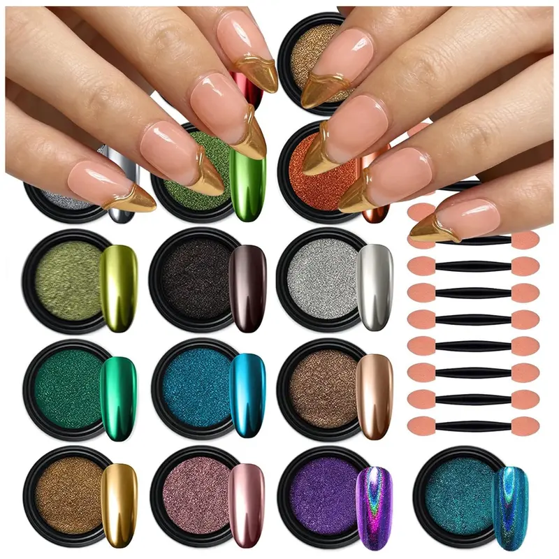 16-Colors Artdone Chrome Nail Powder Glitter Dust Kit 1