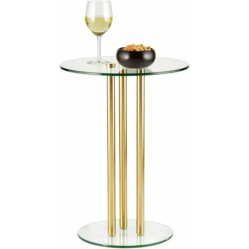 16" Idesign Milan Glass Steel Drink Table 1