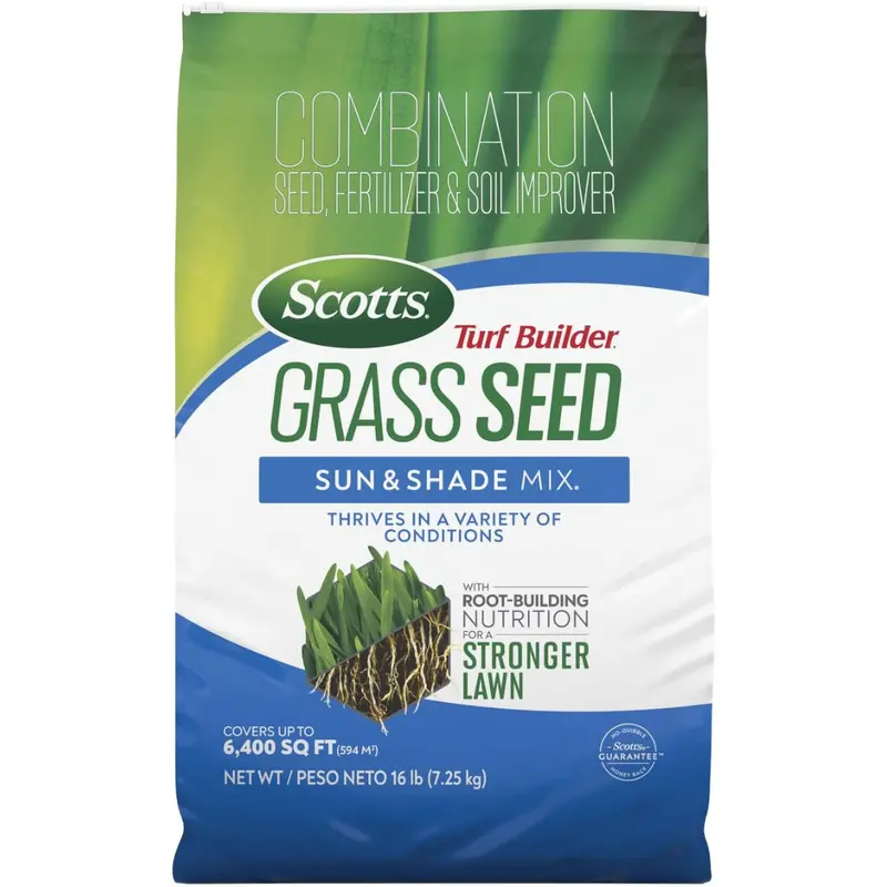 16 Lbs Scotts Turf Builder Grass Seed Sun And Shade Mix W/ Fertilizer 1