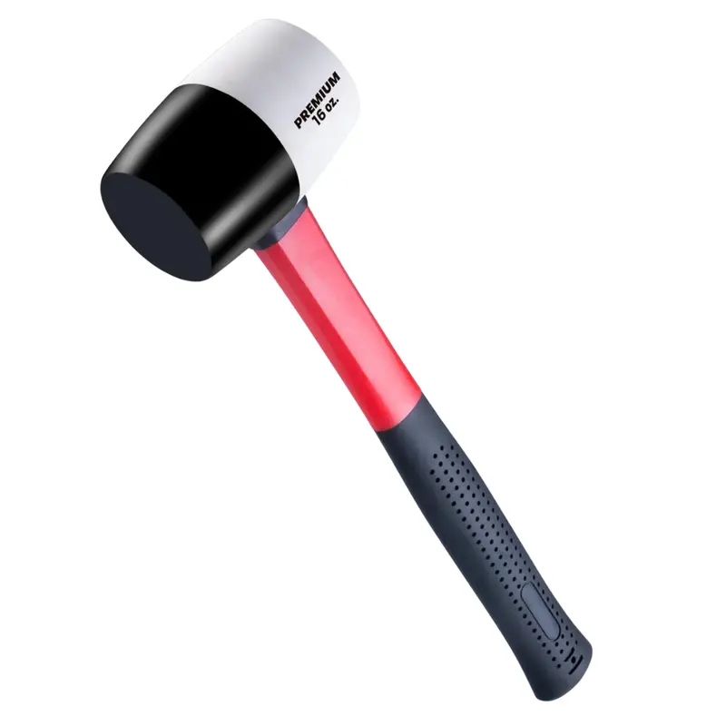 16 Oz. Premium White/Black Dual-Color Rubber Mallet Hammer 1