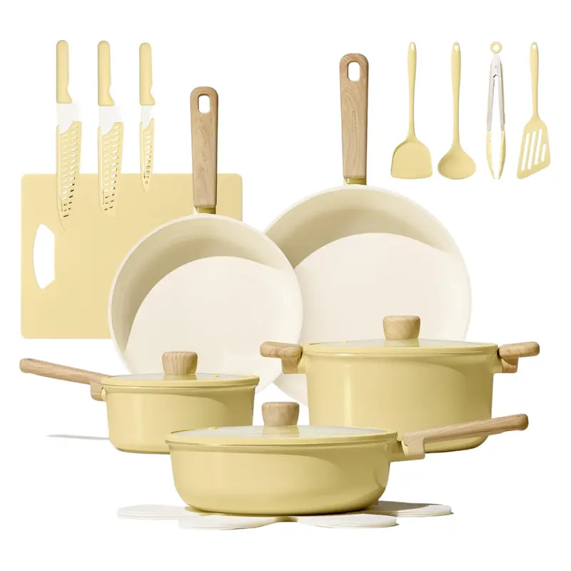 16-Piece Carote Ceramic Nonstick Pots And Pans With Knife Set 1