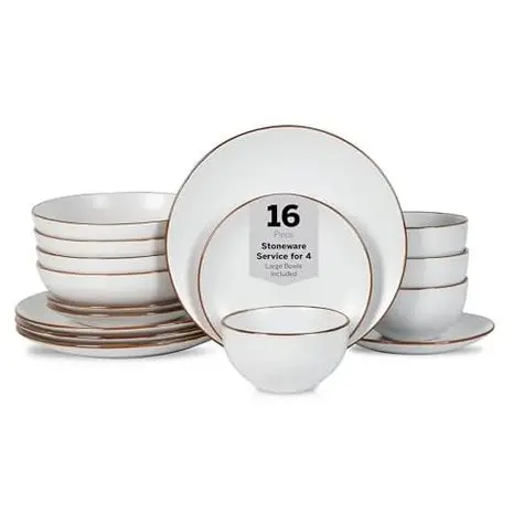16-Piece Stone Lain Brasa Modern Stoneware Dinnerware Set 1