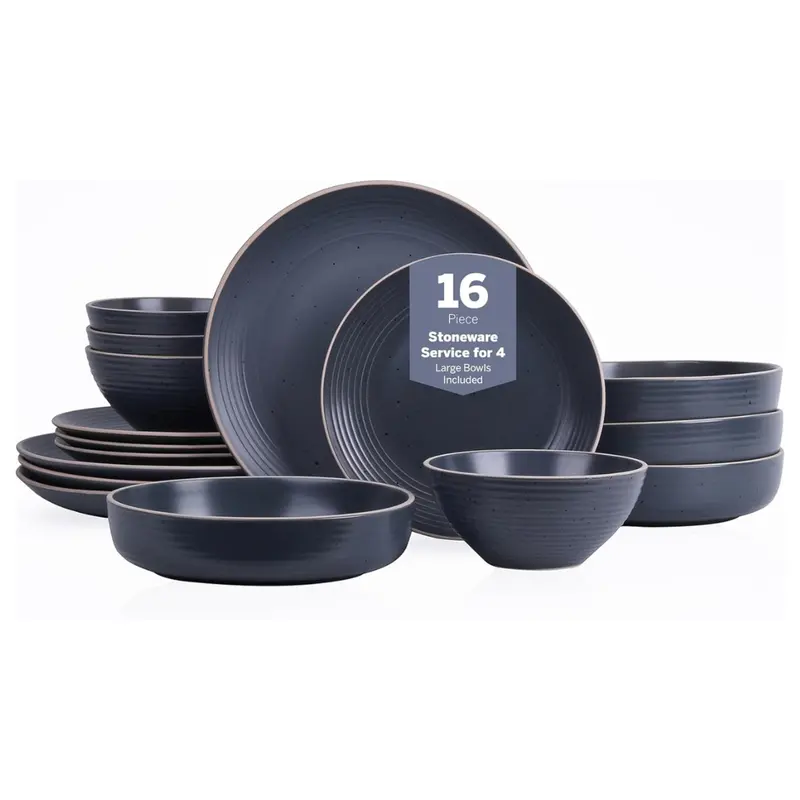 16-Piece Stone Lain Lauren Modern Stoneware Round Dinnerware Set 1