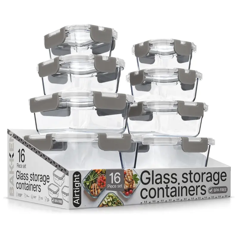 16-Pieces Bakken Glass Food Storage Containers Set 1