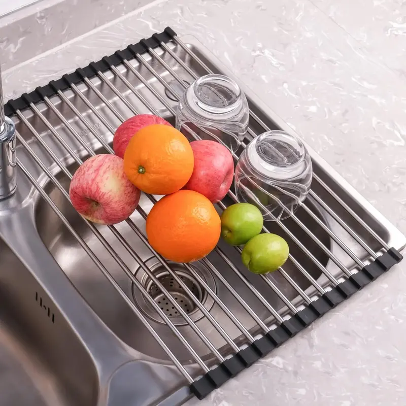17.5" X 11.8" Kitchen Stainless Steel Roll Up Drying Rack 1