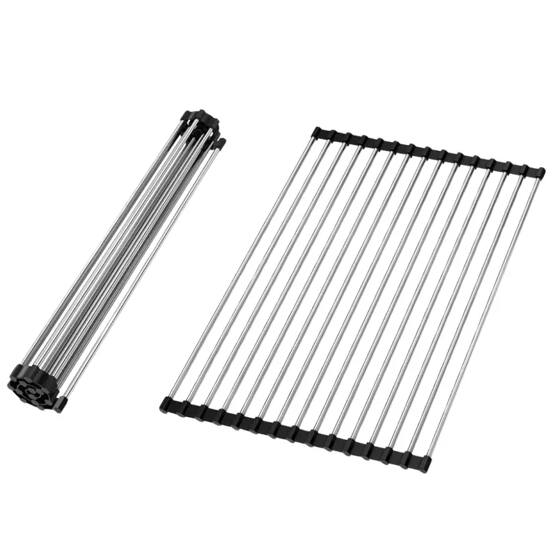 17.5" X 11.8" Stainless Steel Roll-Up Dish Drying Rack 1