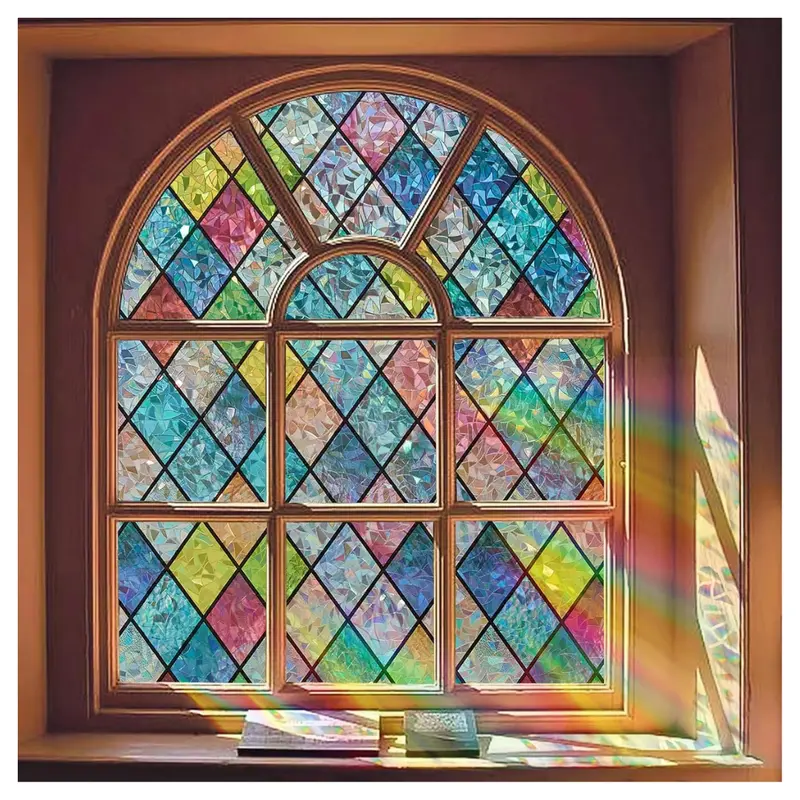 17.5" X 78.7" Static Cling Stained Glass Window Privacy Film 1