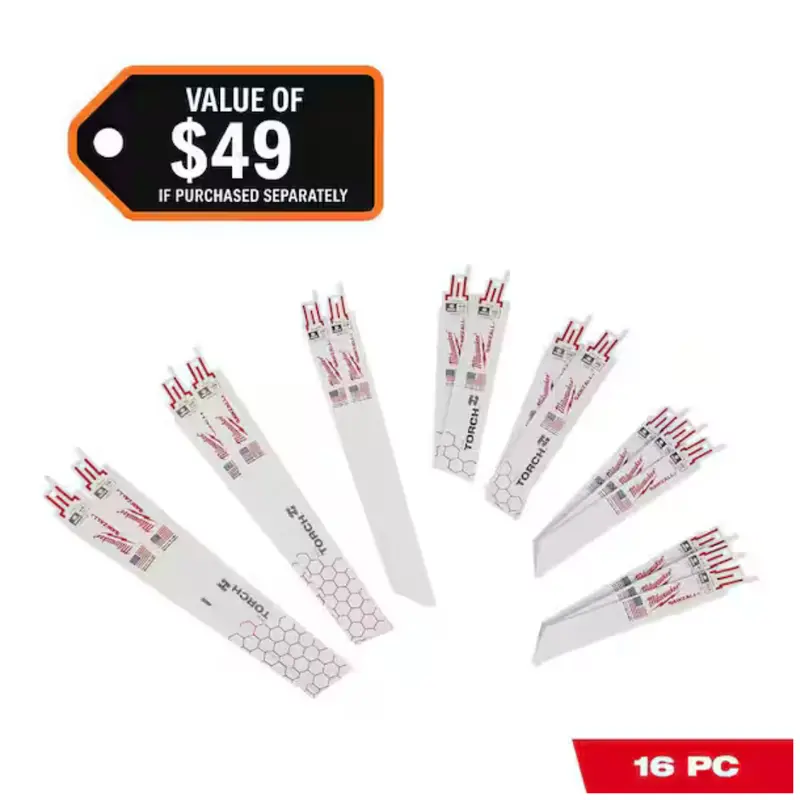 17-Piece Sawzall Bi-Metal Reciprocating Blade Set W/ 9" 8 Tpi Nitrus Torch Blade 1