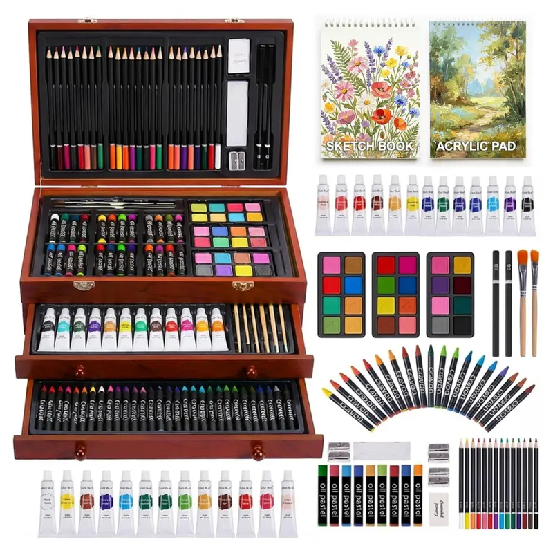 175-Pack Deluxe Drawing Painting Kit With 2 Drawing Pads 1