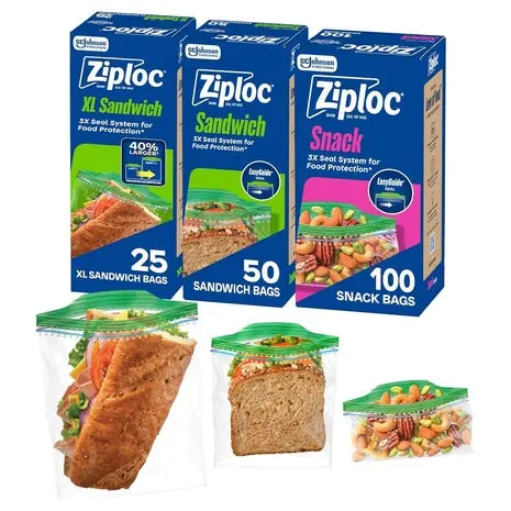 175 Ziploc Count Sandwich And Snack Bags With Easyguide Texture 1
