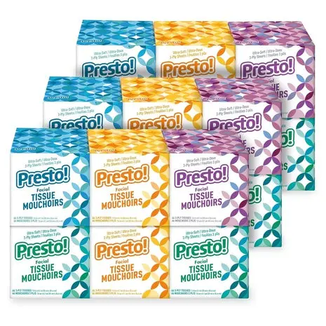 18 Boxes Presto! Ultra-Soft 3-Ply Facial Tissues 1