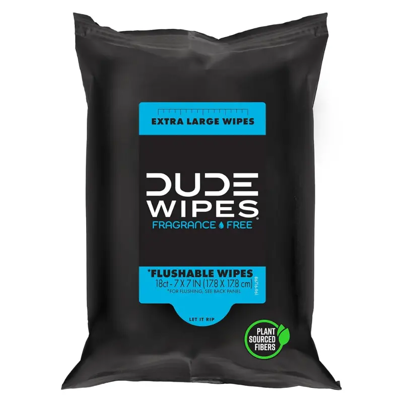 18-Count Dude Extra-Large Flushable Unscented Travel Wipes 1