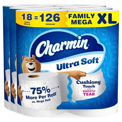 18 Family Mega Xl Rolls Charmin Ultra Soft Toilet Paper 1
